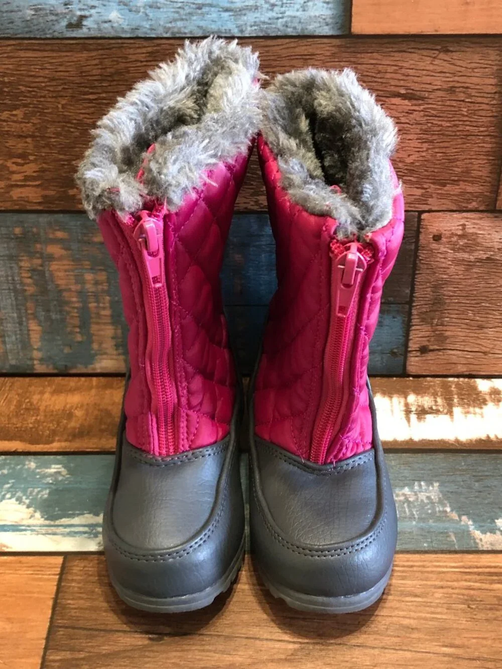 Rugged Outback Quilted Snow Boots Faux Fur Pink-Black Girl's Toddler Size 8